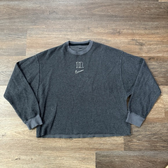 Duke Blue Devils Nike Yoga Cropped L/S Top‎ Sz XS Gym Exercise Gray - Picture 2 of 8